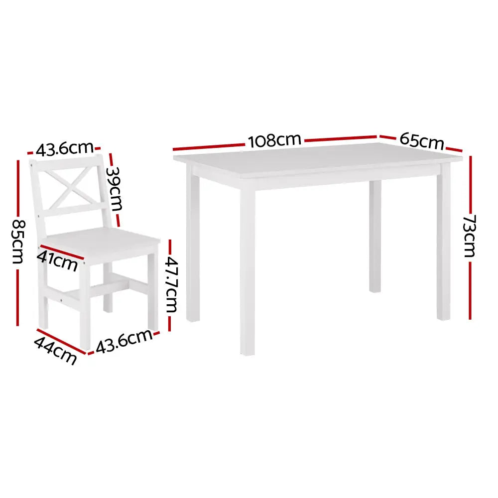 Artiss Dining Chairs and Table Dining Set 4 Cafe Chairs Set Of 5 4 Seater White - Furniture > Dining