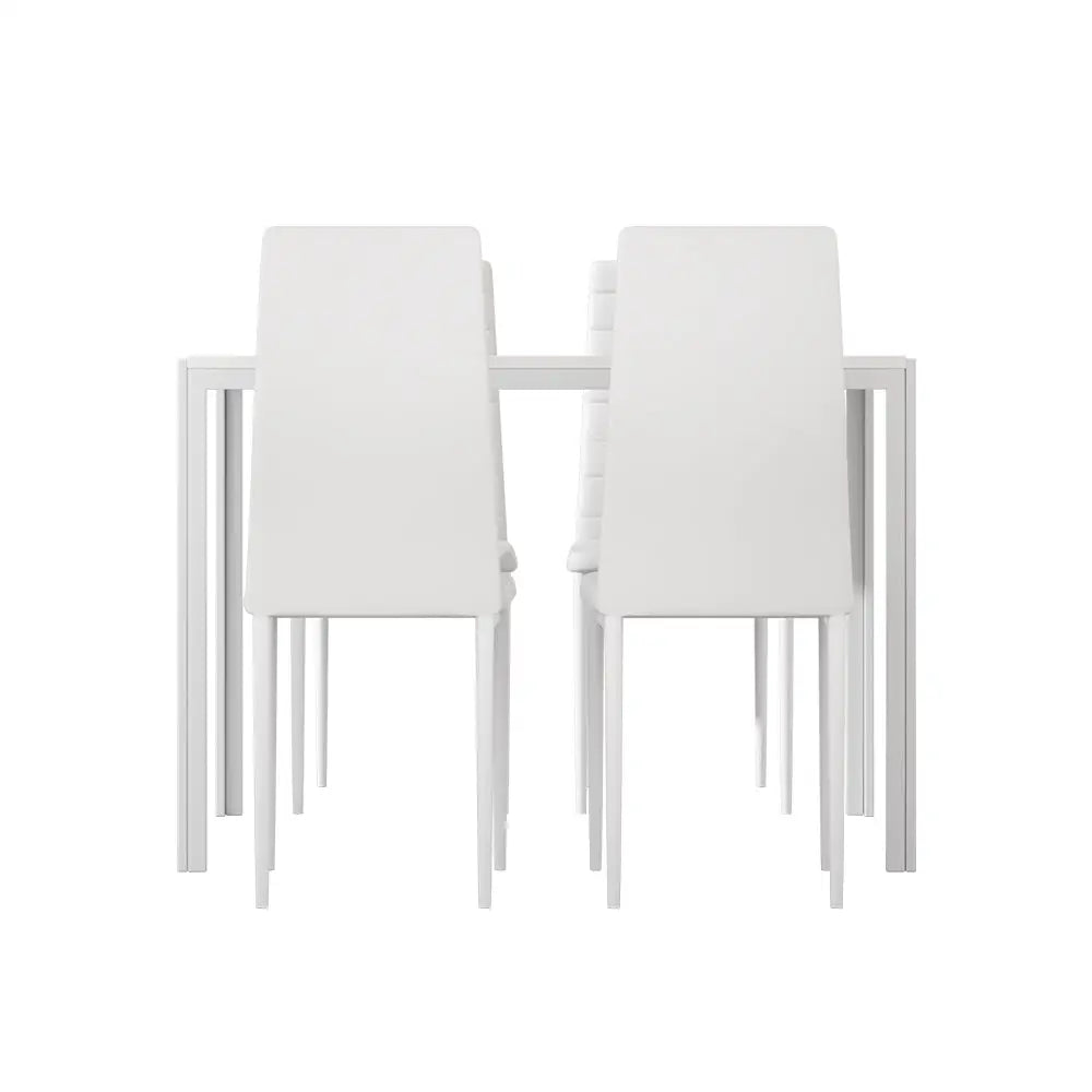Artiss Dining Chairs and Table Dining Set 4 Chair Set Of 5 White - Furniture > Dining > Dining Set