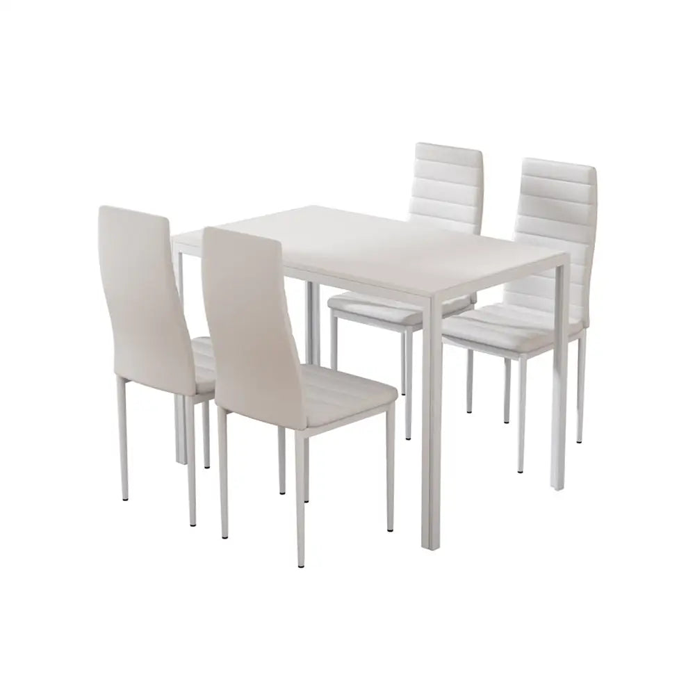 Artiss Dining Chairs and Table Dining Set 4 Chair Set Of 5 White - Furniture > Dining > Dining Set