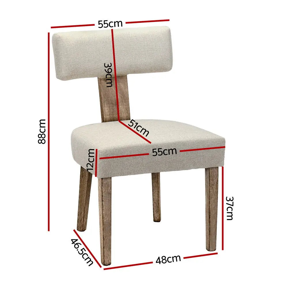 Artiss Dining Chairs Set of 4 Linen Fabric Wooden Beige - Furniture > Dining > Kitchen & Dining Chairs