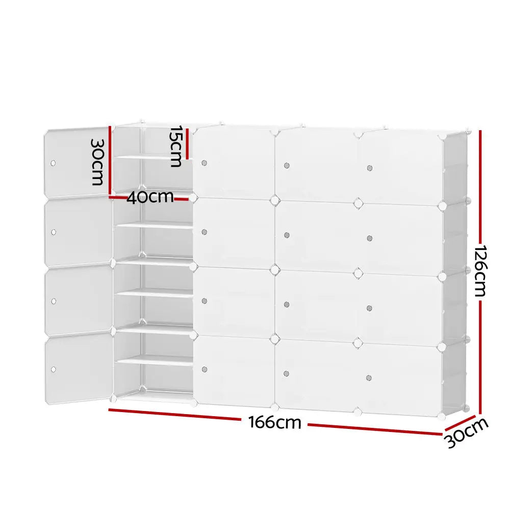 Artiss DIY Shoe Cabinet Shoe Box White Storage Cube Portable Organiser Stand - Home & Garden > Storage