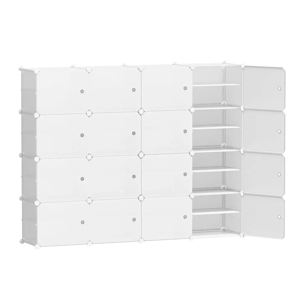 Artiss DIY Shoe Cabinet Shoe Box White Storage Cube Portable Organiser Stand - Home & Garden > Storage