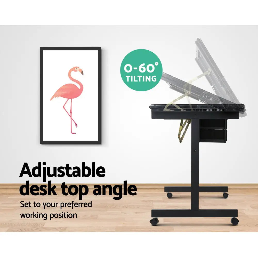 Artiss Drawing Desk Drafting Table Black - Furniture > Office