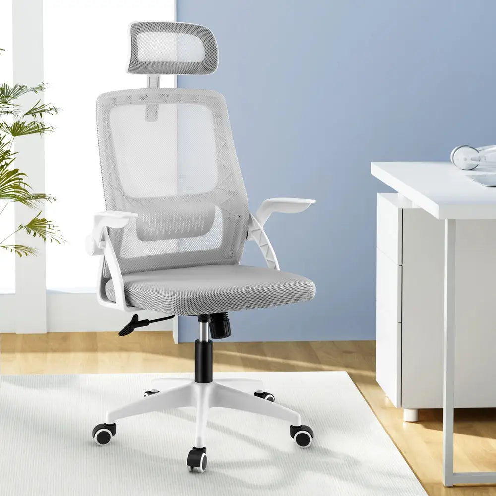 Artiss Ergonomic Office Chair Computer Desk Chairs Headrest Adjustable Grey - Furniture > Office > Office & Desk Chairs