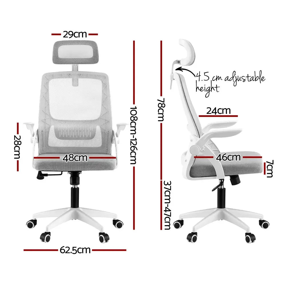 Artiss Ergonomic Office Chair Computer Desk Chairs Headrest Adjustable Grey - Furniture > Office > Office & Desk Chairs