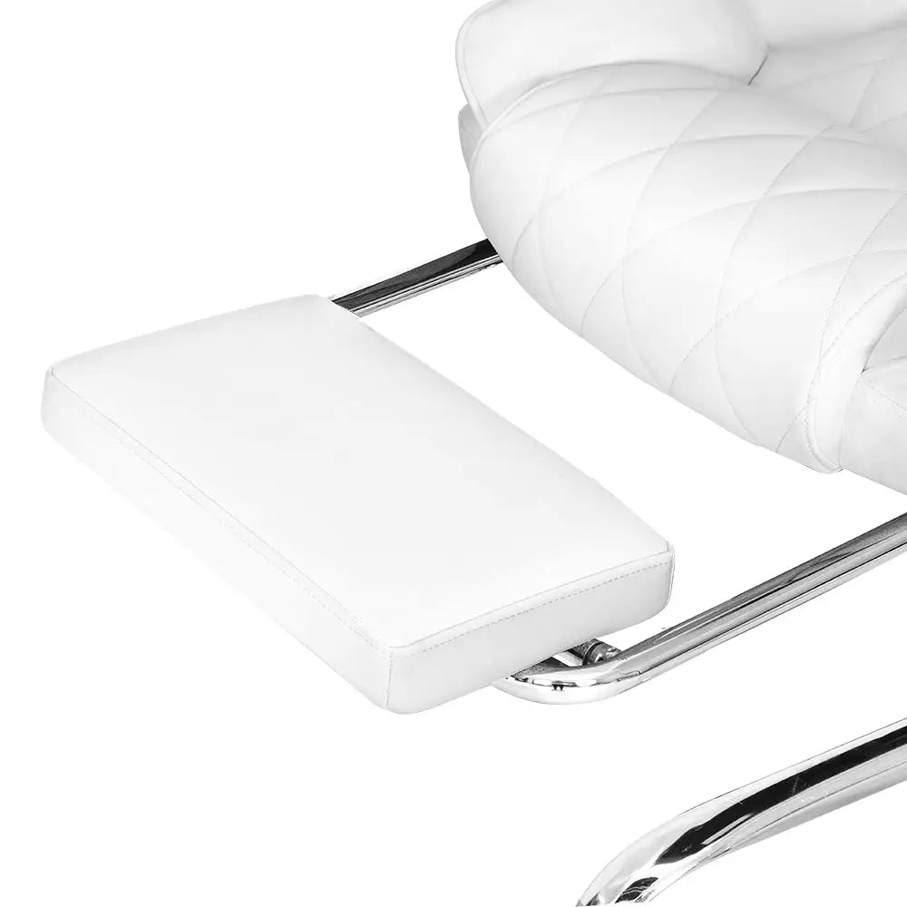 Artiss Executive Office Chair Leather Footrest White - Furniture > Bar Stools & Chairs