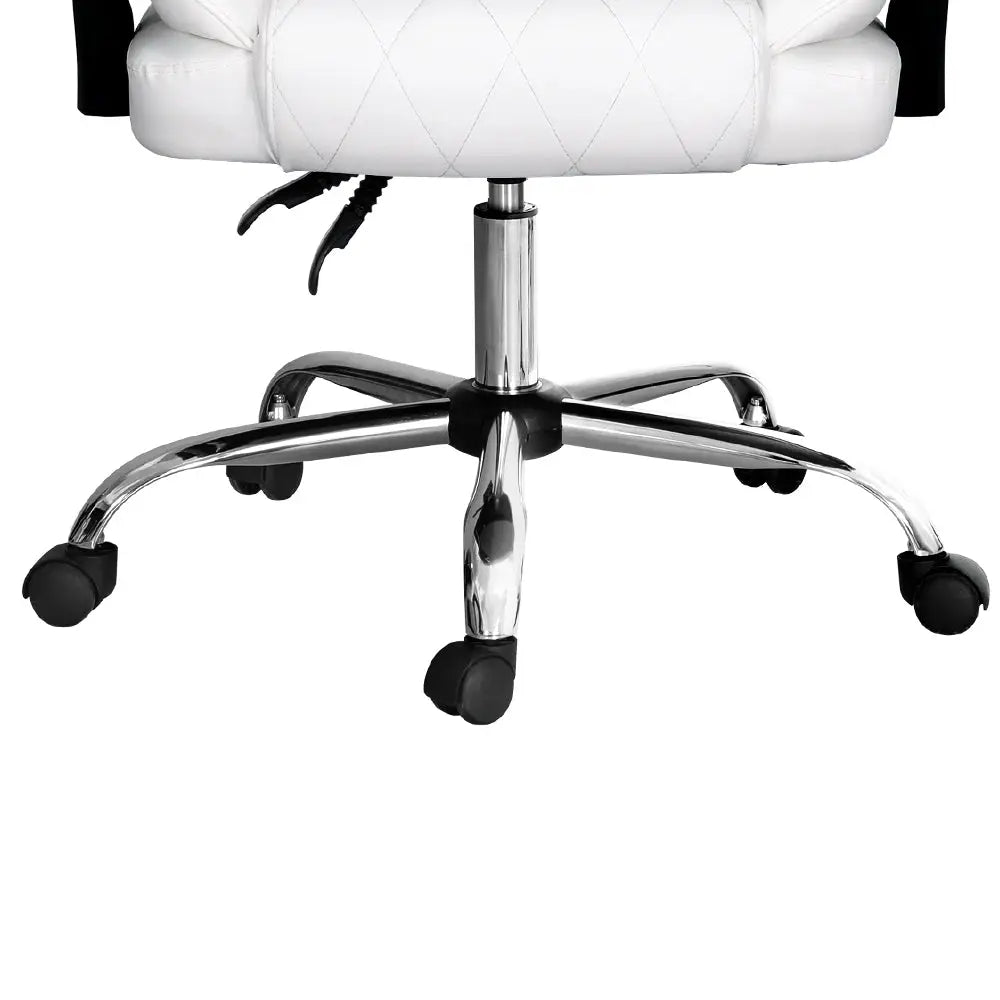 Artiss Executive Office Chair Leather Recliner White - Furniture > Bar Stools & Chairs