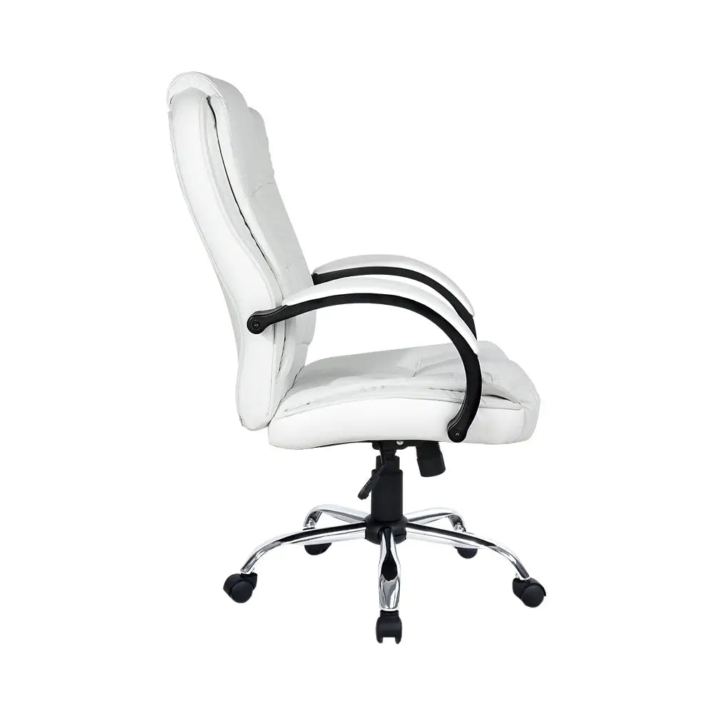 Artiss Executive Office Chair Leather Tilt White - Furniture > Office