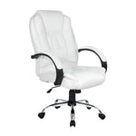 Artiss Executive Office Chair Leather Tilt White - Furniture > Office