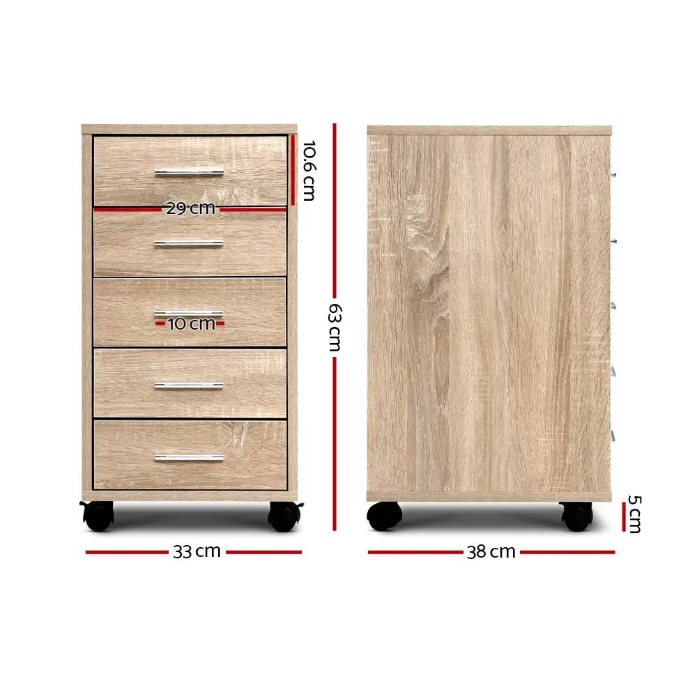 Artiss Filing Cabinet 5 Drawer Office Storage Organiser - Home & Garden > Home Office Accessories > Filing &