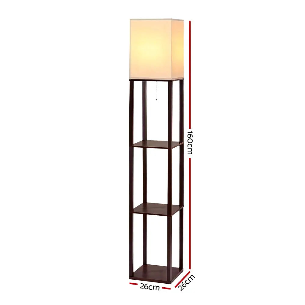 Artiss Floor Lamp 3 Tier Shelf Storage LED Light Stand Home Room Vintage White - Furniture > Bedroom
