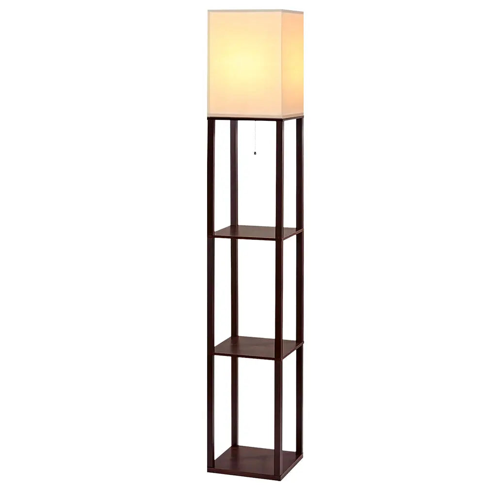 Artiss Floor Lamp 3 Tier Shelf Storage LED Light Stand Home Room Vintage White - Furniture > Bedroom