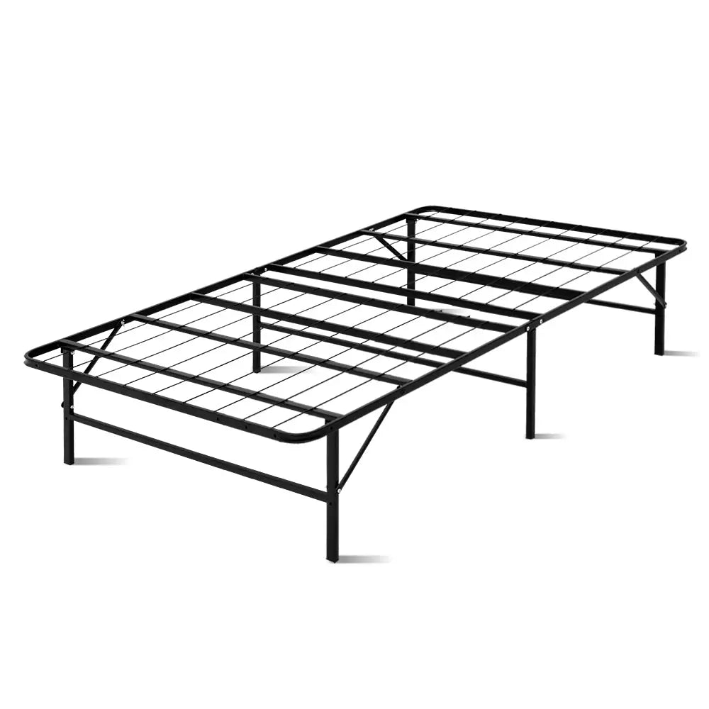 Artiss Folding Bed Frame Metal Base - King Single - Furniture > Bedroom