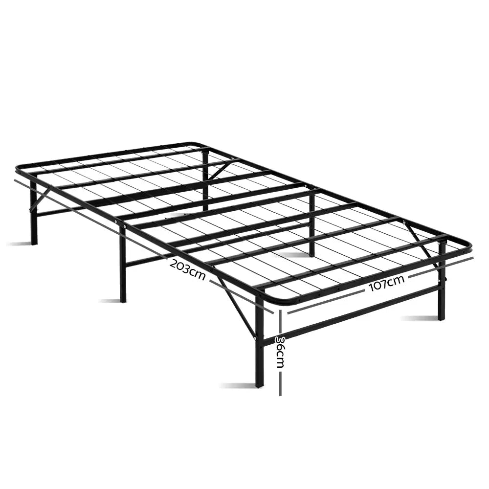 Artiss Folding Bed Frame Metal Base - King Single - Furniture > Bedroom