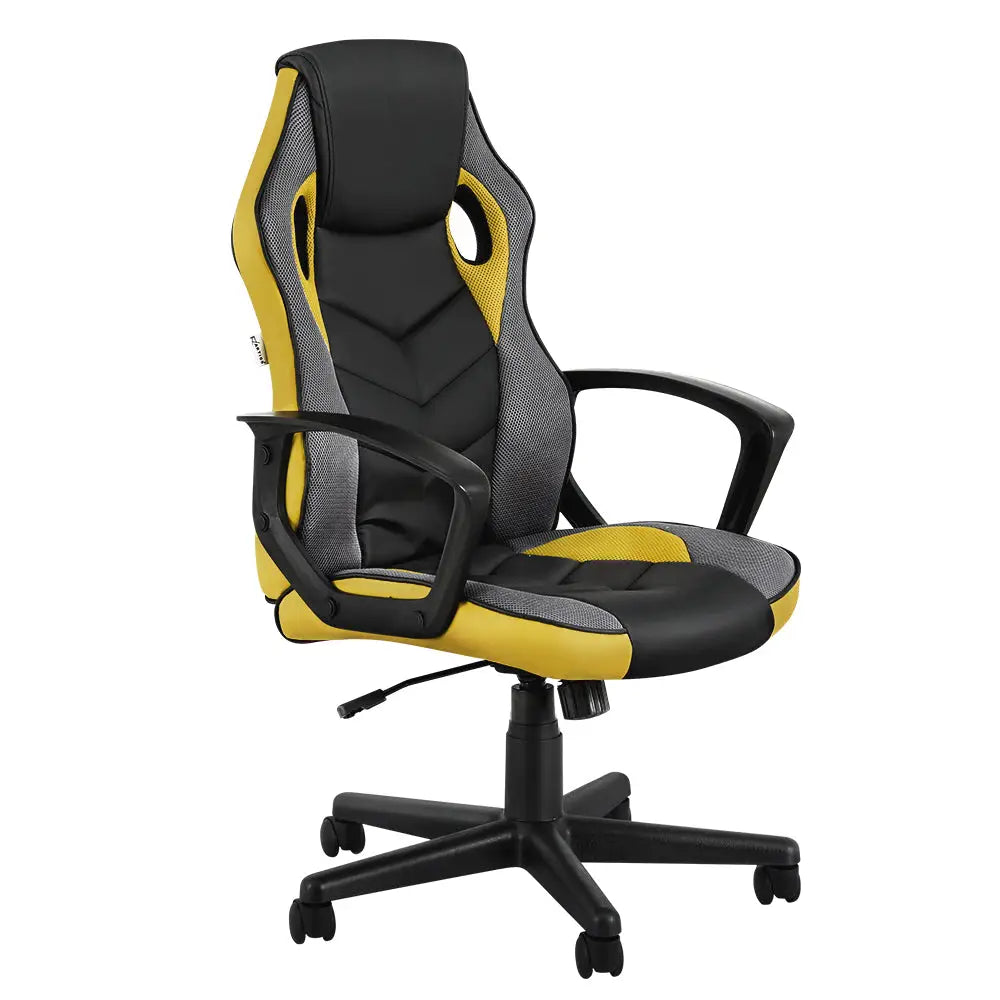 Artiss Gaming Office Chair Computer Executive Racing Chairs High Back Yellow - Furniture > Office