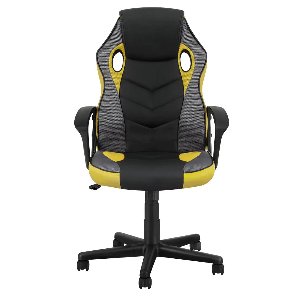 Artiss Gaming Office Chair Computer Executive Racing Chairs High Back Yellow - Furniture > Office