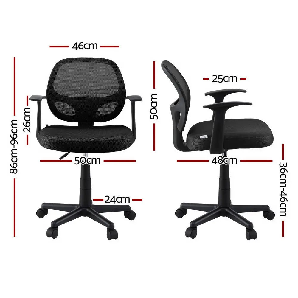 Artiss Mesh Office Chair Computer Gaming Desk Chairs Work Study Mid Back Black - Furniture > Office > Office & Desk