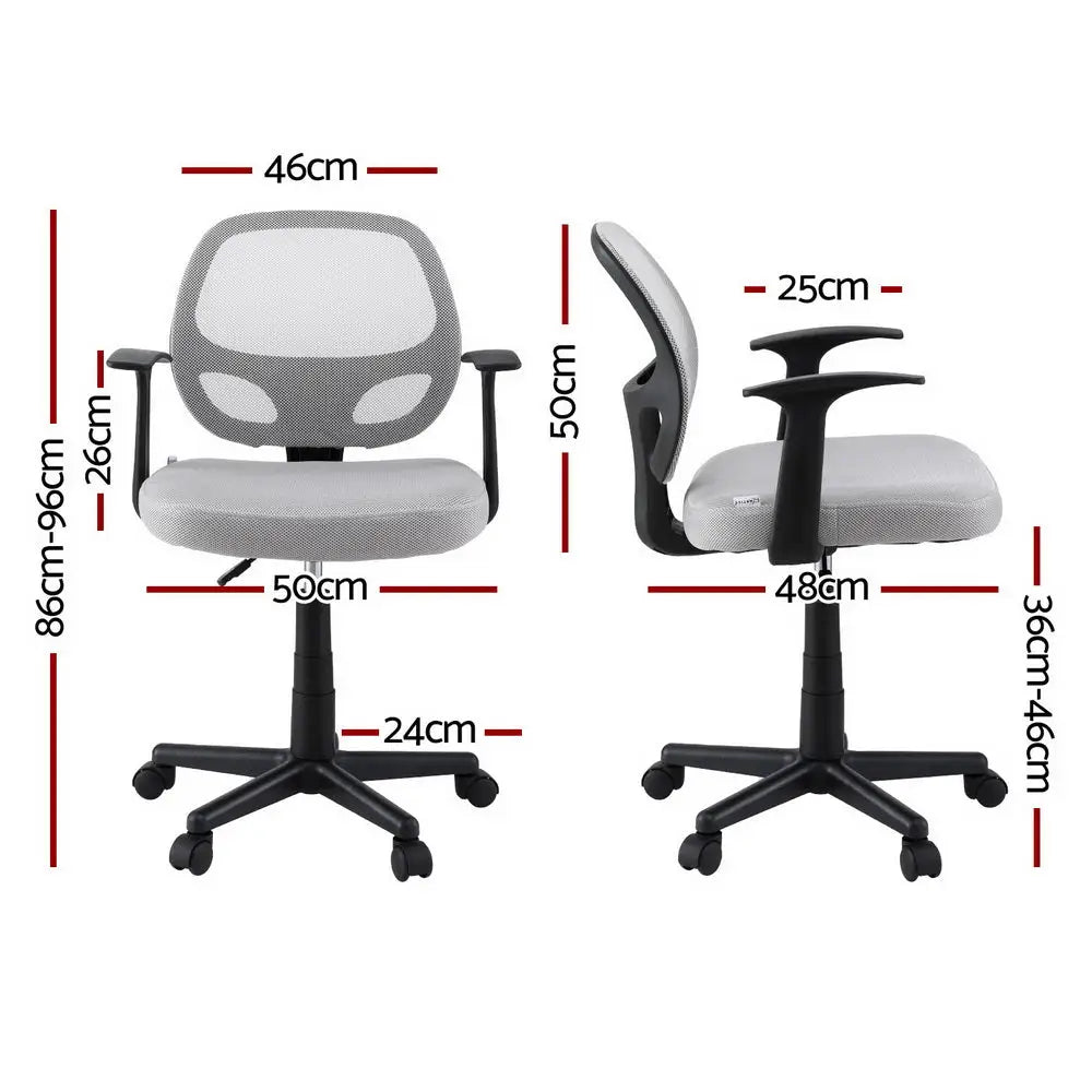 Artiss Mesh Office Chair Computer Gaming Desk Chairs Work Study Mid Back Grey - Furniture > Office > Office & Desk