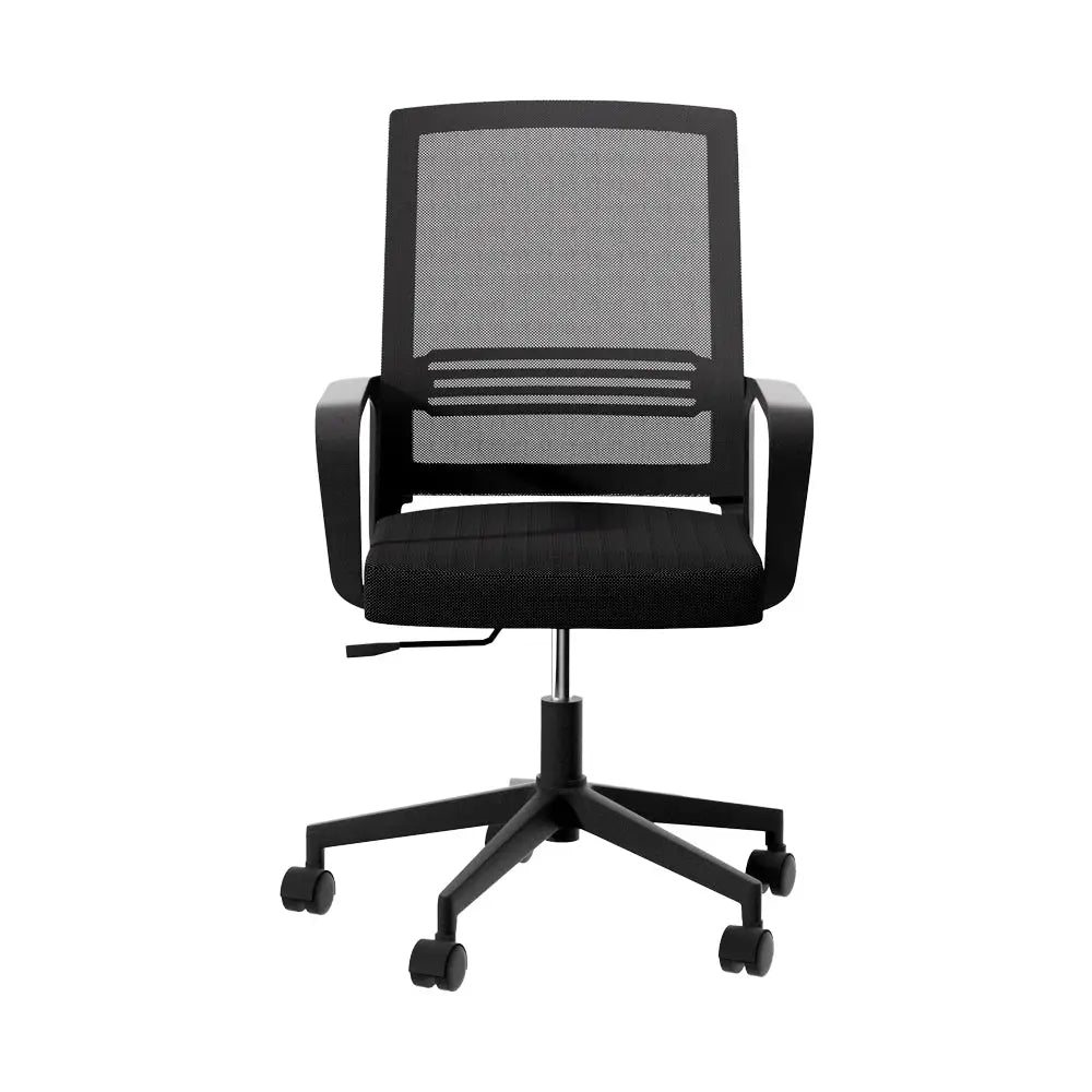 Artiss Mesh Office Chair Computer Gaming Desk Chairs Work Study Mid Back Black - Furniture > Office