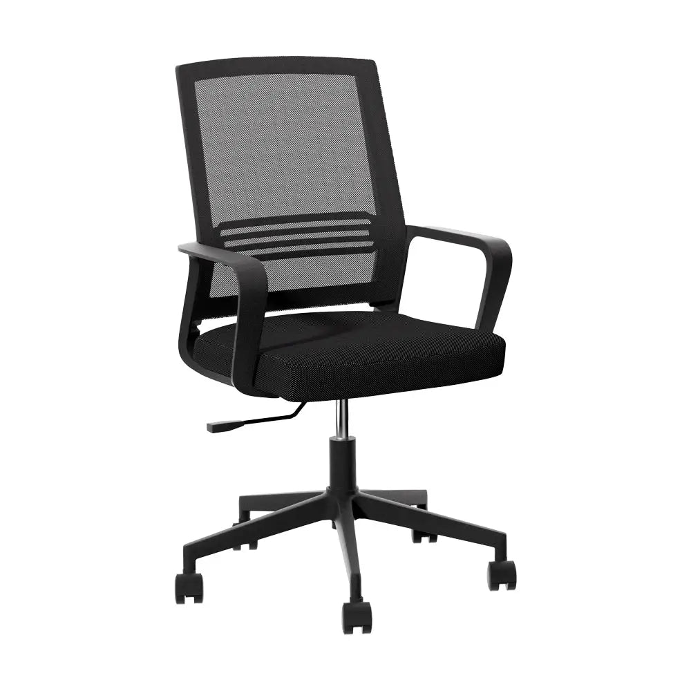 Artiss Mesh Office Chair Computer Gaming Desk Chairs Work Study Mid Back Black - Furniture > Office