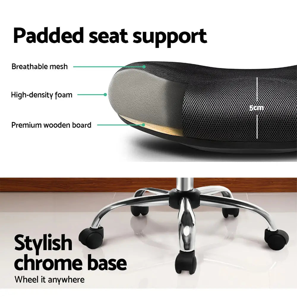 Artiss Mesh Office Chair Mid Back Black - Furniture > Office