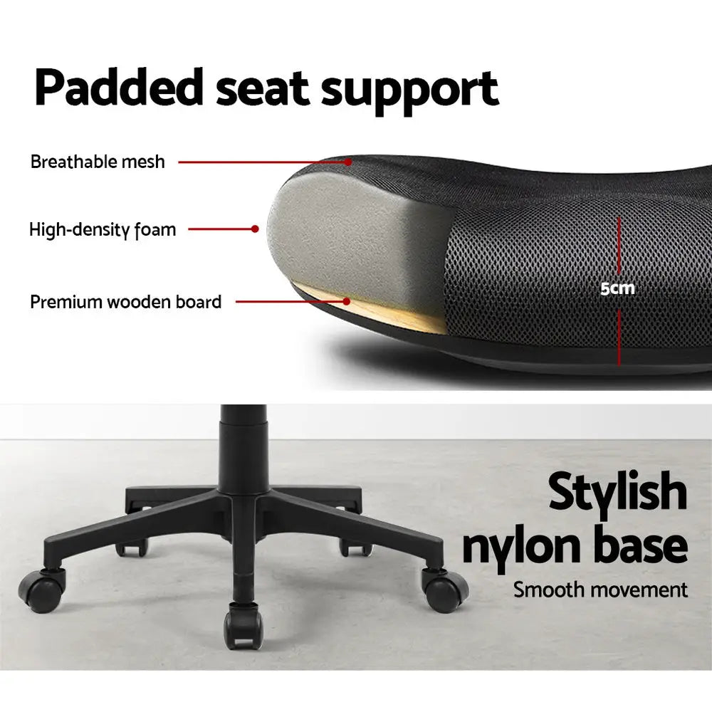 Artiss Mesh Office Chair Mid Back Black - Furniture > Office