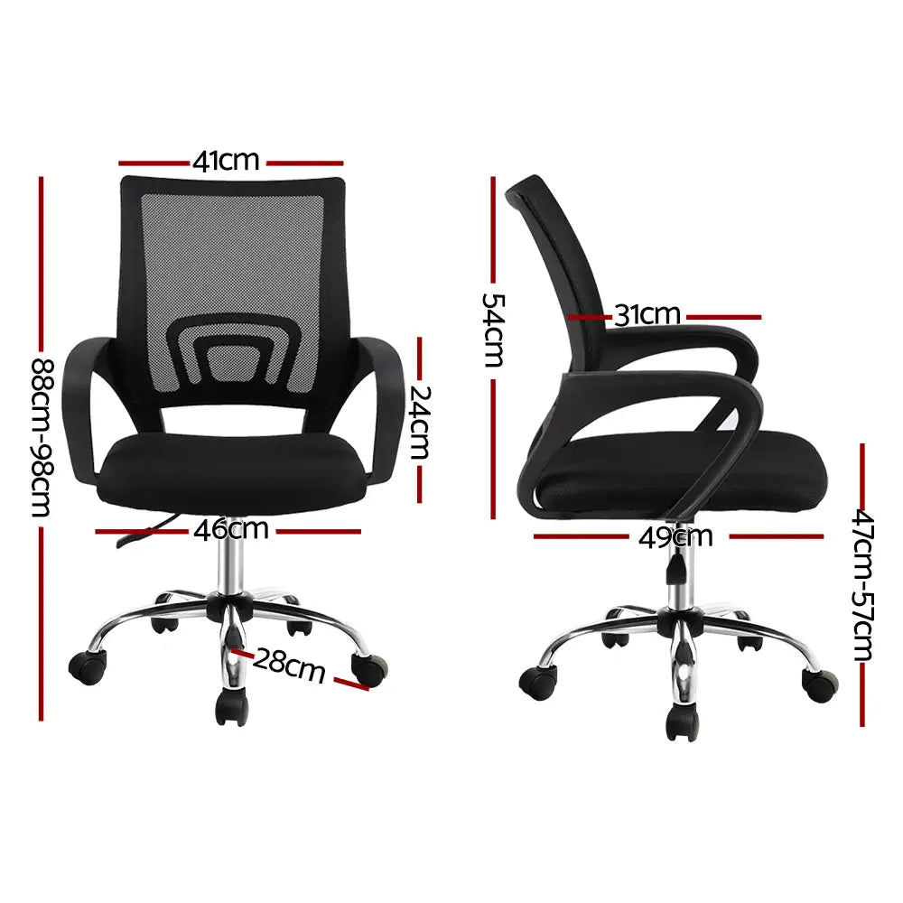 Artiss Mesh Office Chair Mid Back Black - Furniture > Office