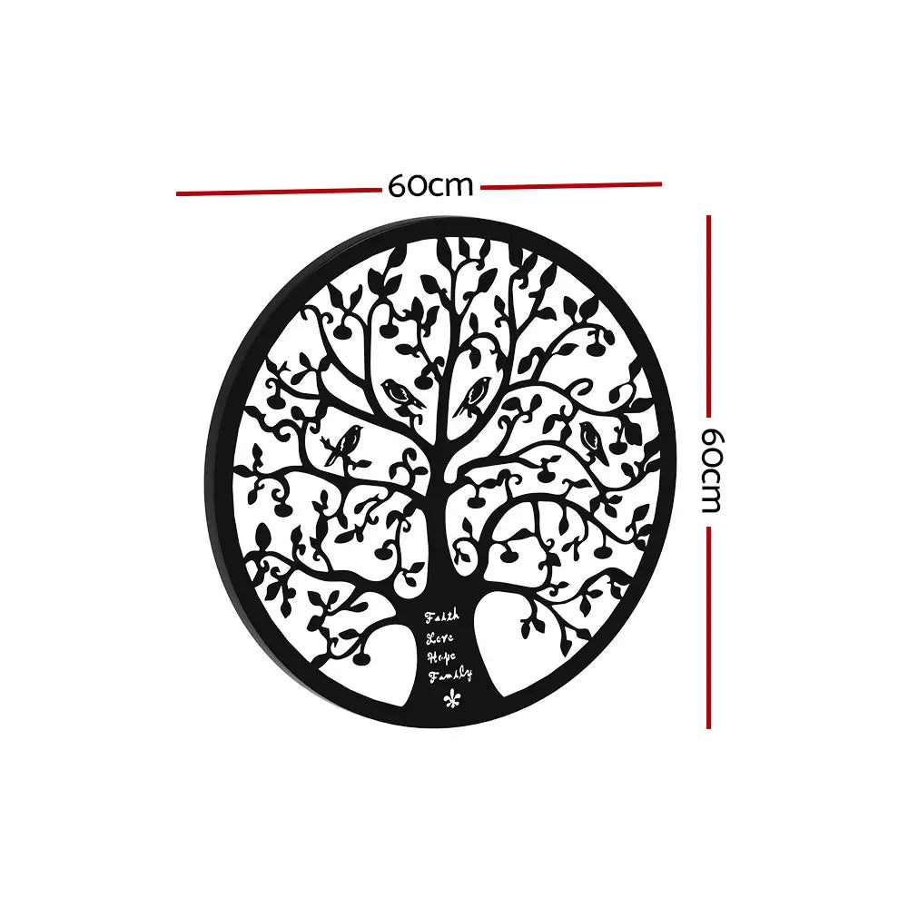 Artiss Metal Wall Art Hanging Sculpture Home Decor Leaf Tree of Life Round Frame - Home & Garden > Wall Art > 3D Wall