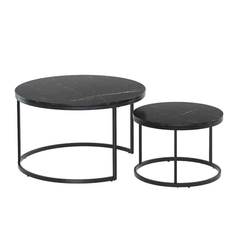 Artiss Nesting Coffee Table Set of 2 Marble Effect Tika - Furniture > Living Room