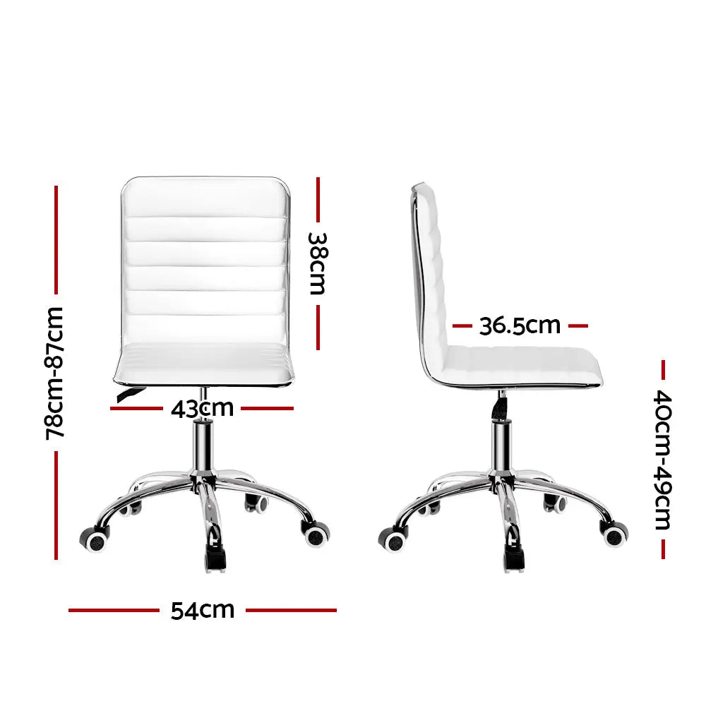 Artiss Office Chair Computer Desk Gaming Chairs PU Leather Low Back White - Furniture > Office