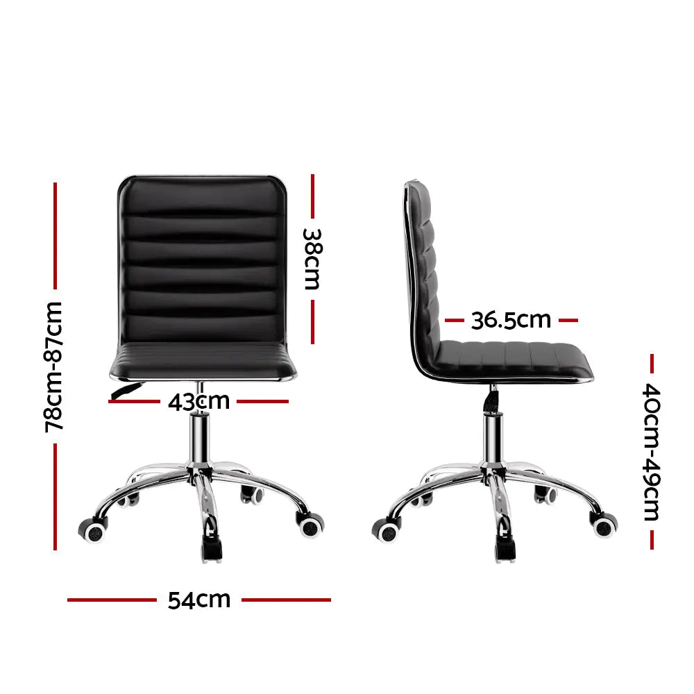 Artiss Office Chair Computer Desk Gaming Chairs PU Leather Low Back Black - Furniture > Office