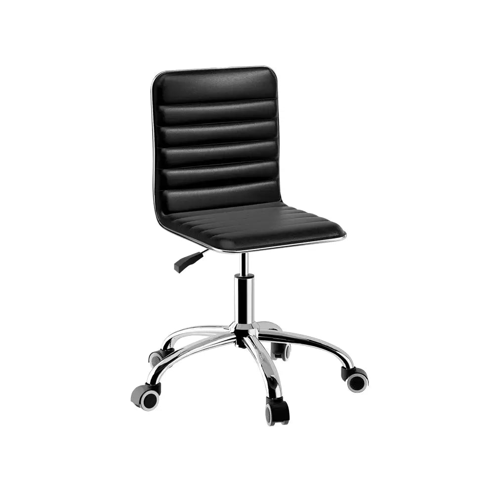 Artiss Office Chair Computer Desk Gaming Chairs PU Leather Low Back Black - Furniture > Office