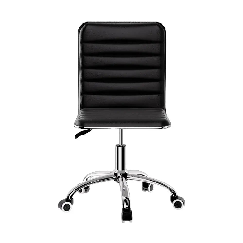 Artiss Office Chair Computer Desk Gaming Chairs PU Leather Low Back Black - Furniture > Office