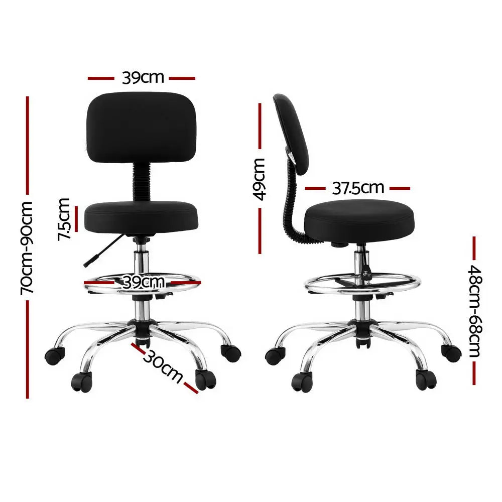 Artiss Office Chair Drafting Computer Standing Desk Chairs Ergonomic PU Black - Furniture > Office > Office & Desk
