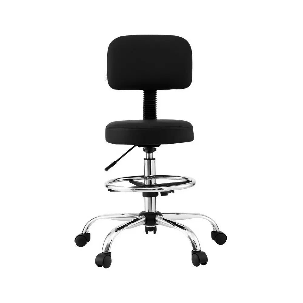 Artiss Office Chair Drafting Computer Standing Desk Chairs Ergonomic PU Black - Furniture > Office > Office & Desk