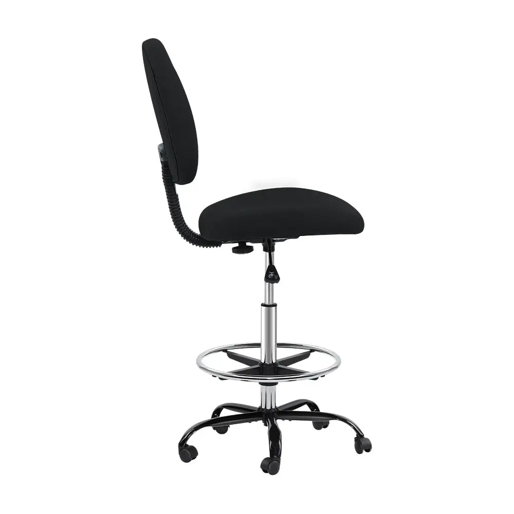 Artiss Office Chair Drafting Stool Fabric Chairs Black - Furniture > Office