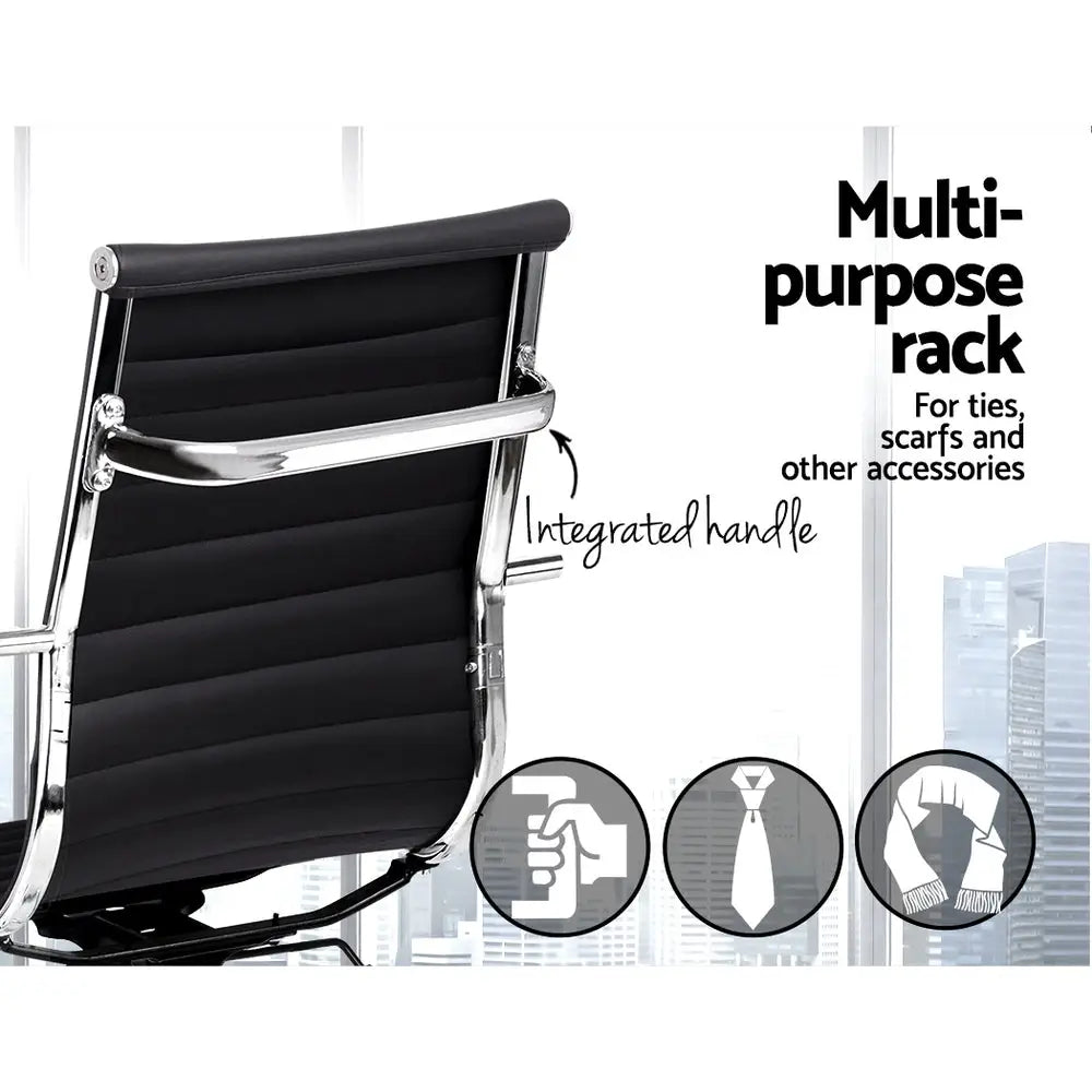 Artiss Office Chair Drafting Stool Leather Chairs Black - Furniture > Office