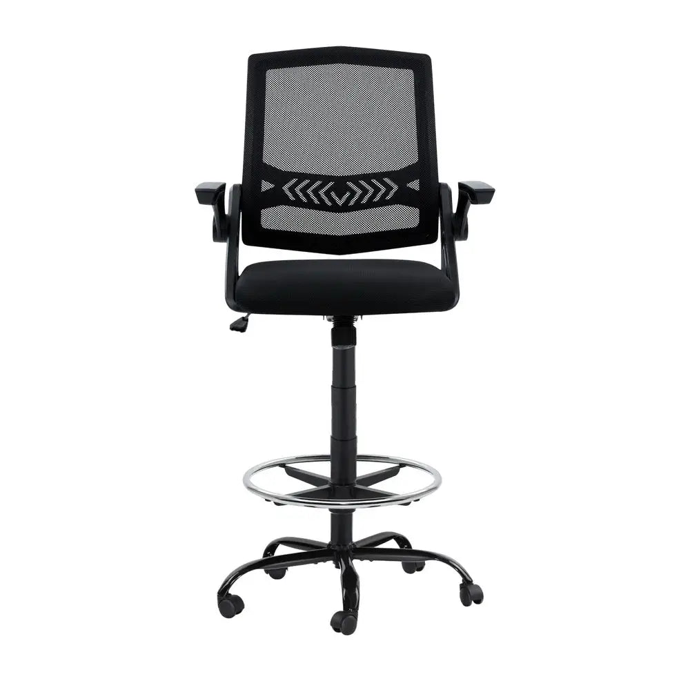 Artiss Office Chair Drafting Stool Mesh Chairs Black - Furniture > Office