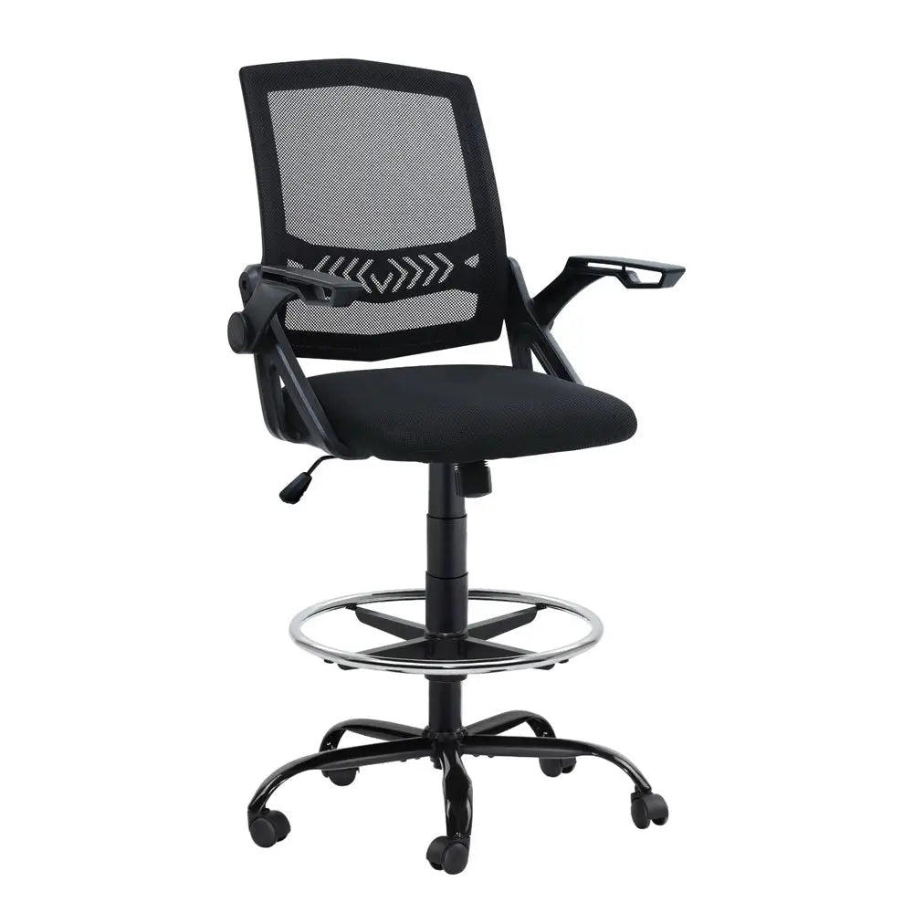 Artiss Office Chair Drafting Stool Mesh Chairs Black - Furniture > Office