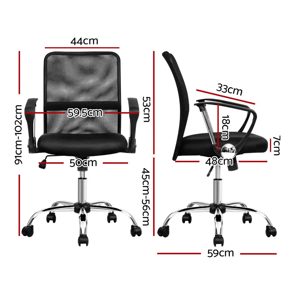 Artiss Office Chair Gaming Chair Computer Mesh Chairs Executive Mid Back Black - Furniture > Office