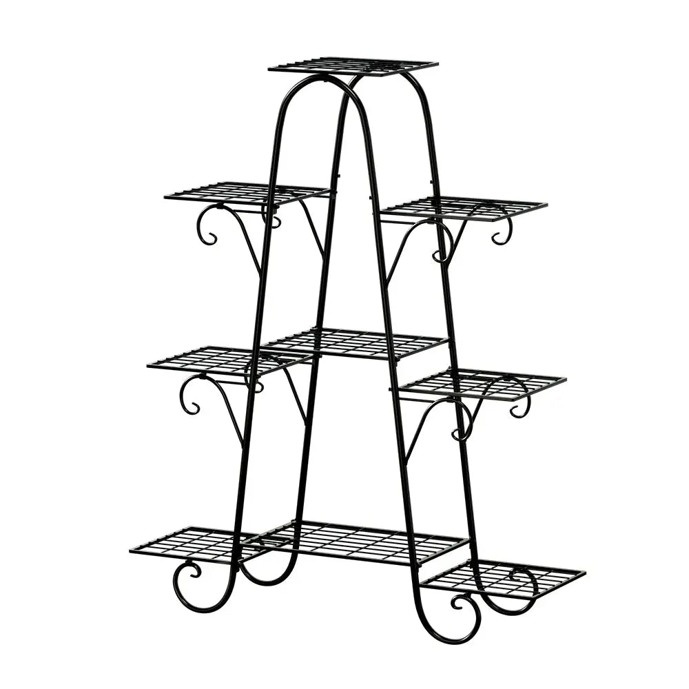 Artiss Plant Stand 9 Tier Metal Flower Pot Shelf Black - Furniture > Living Room