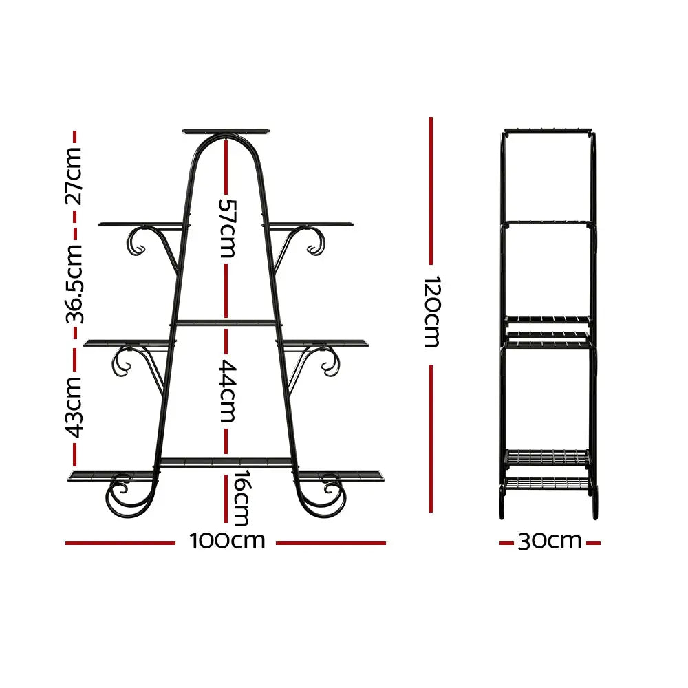 Artiss Plant Stand 9 Tier Metal Flower Pot Shelf Black - Furniture > Living Room