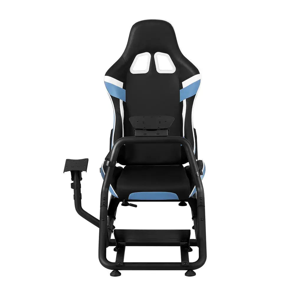 Artiss Racing Simulator Cockpit Steering Wheel Gaming Chair Blue - Furniture > Bar Stools & Chairs > Gaming Chairs