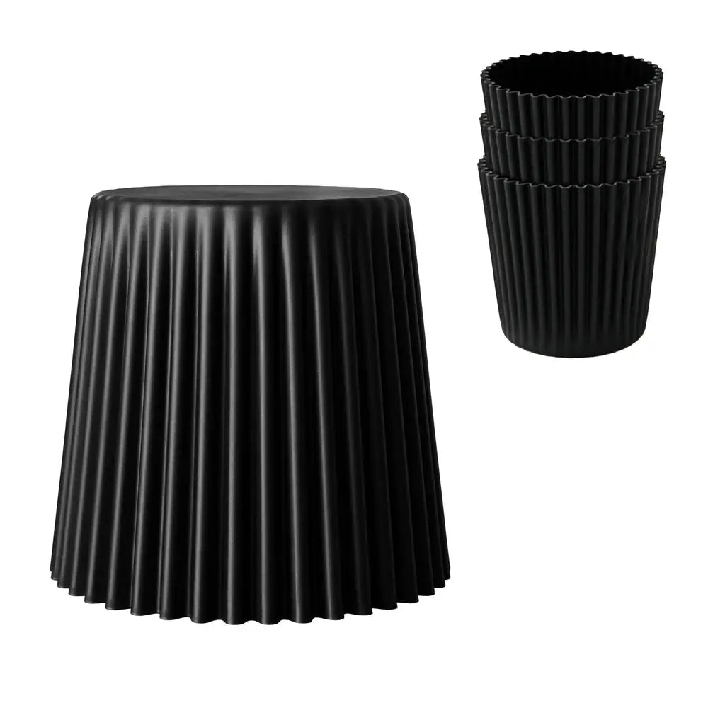 Artiss Set of 4 Cupcake Bar Stools Stackable Foot Stools Black - Furniture > Bar Stools & Chairs > Table & Bar Stools