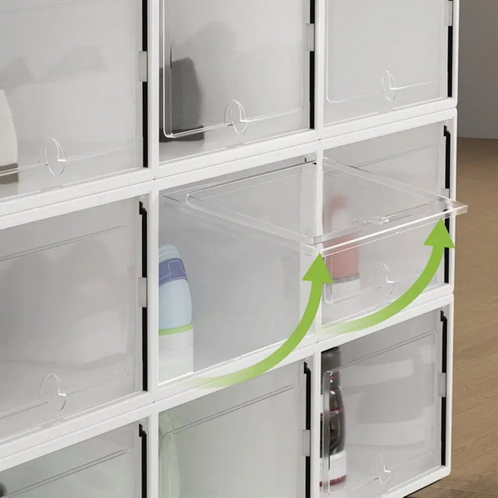 Artiss Shoe Box Set of 12 Storage Case Stackable Plastic Shoe Cabinet Cube White - Furniture > Bedroom