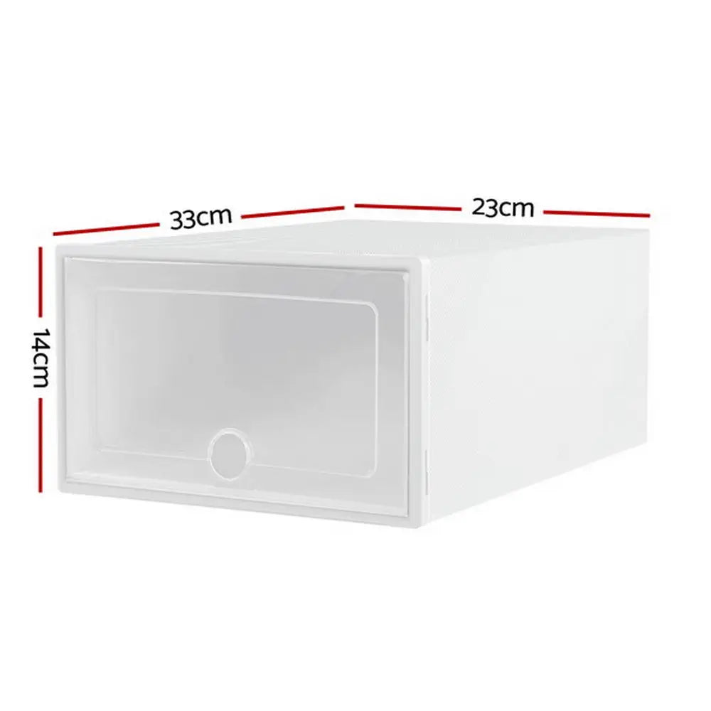 Artiss Shoe Box Set of 12 Storage Case Stackable Plastic Shoe Cabinet Cube White - Furniture > Bedroom