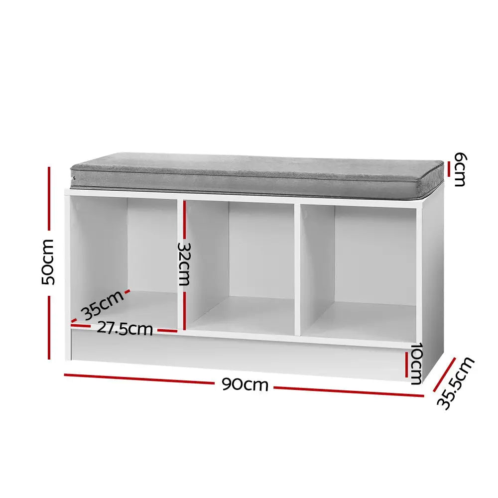Artiss Shoe Cabinet Bench Shoes Organiser Storage Rack Shelf White Box Seat - Furniture > Living Room