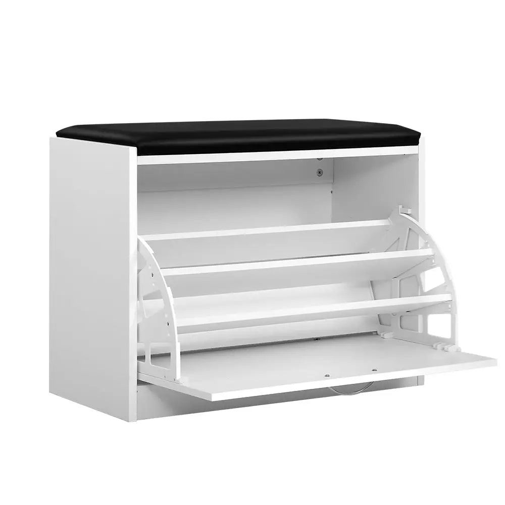 Artiss Shoe Cabinet Bench Shoes Storage Rack Organiser Drawer White 15 Pairs - Furniture > Living Room