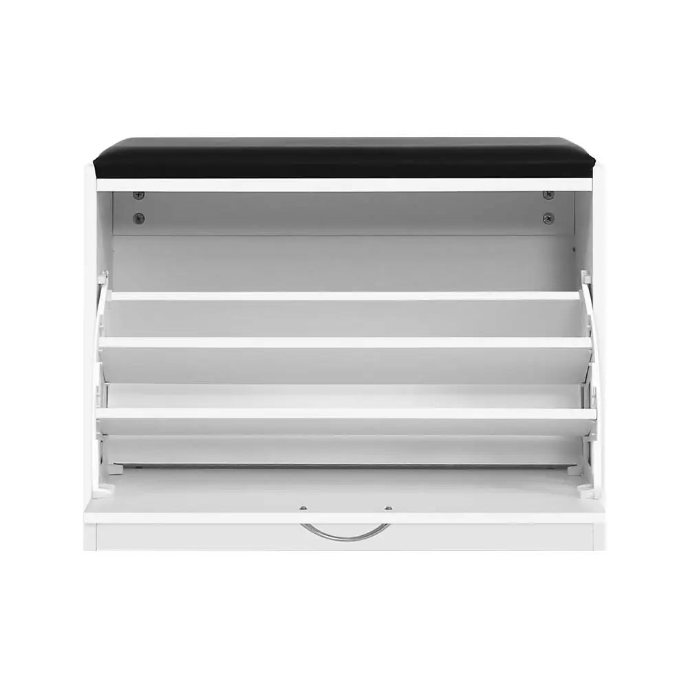Artiss Shoe Cabinet Bench Shoes Storage Rack Organiser Drawer White 15 Pairs - Furniture > Living Room