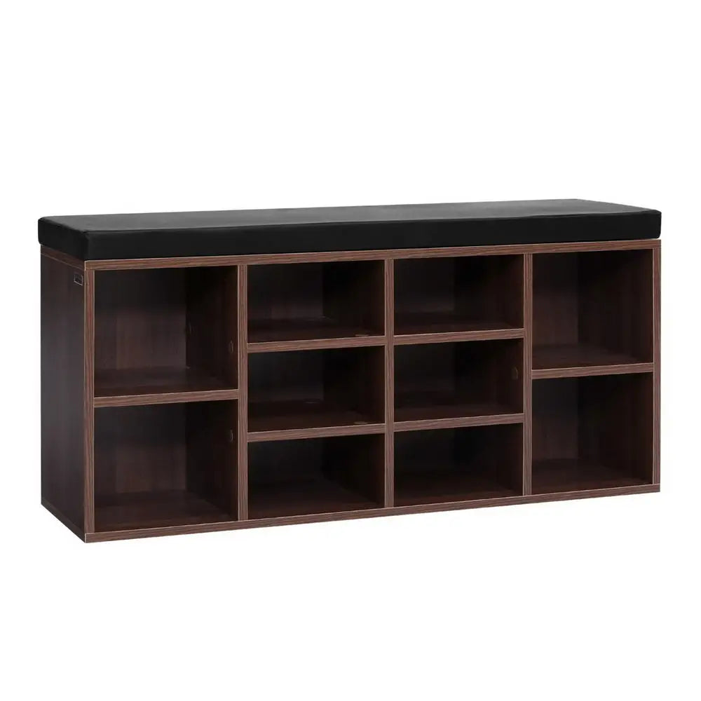 Artiss Shoe Cabinet Bench Shoes Storage Rack Organiser Shelf Cupboard Box Walnut - Furniture > Living Room
